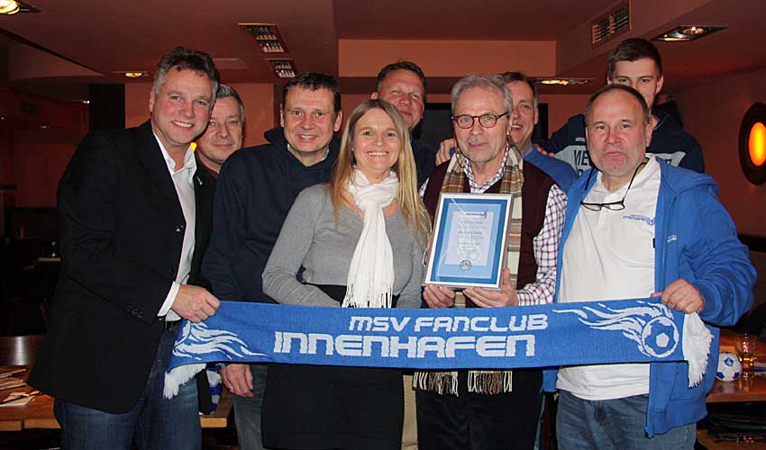 Bernard Dietz wird Ehrenmitglied im Fanclub Innenhafen